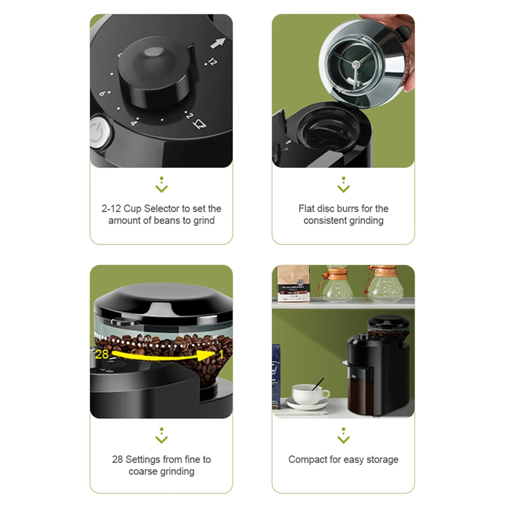 BeaniGrix Precision Burr Coffee Grinder for Espresso & French Press