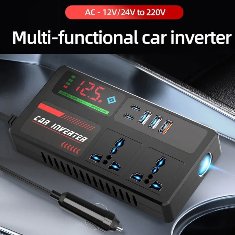 BoviWead 200W Vehicle Inverter 9-Port Charger for Laptops & Mobile