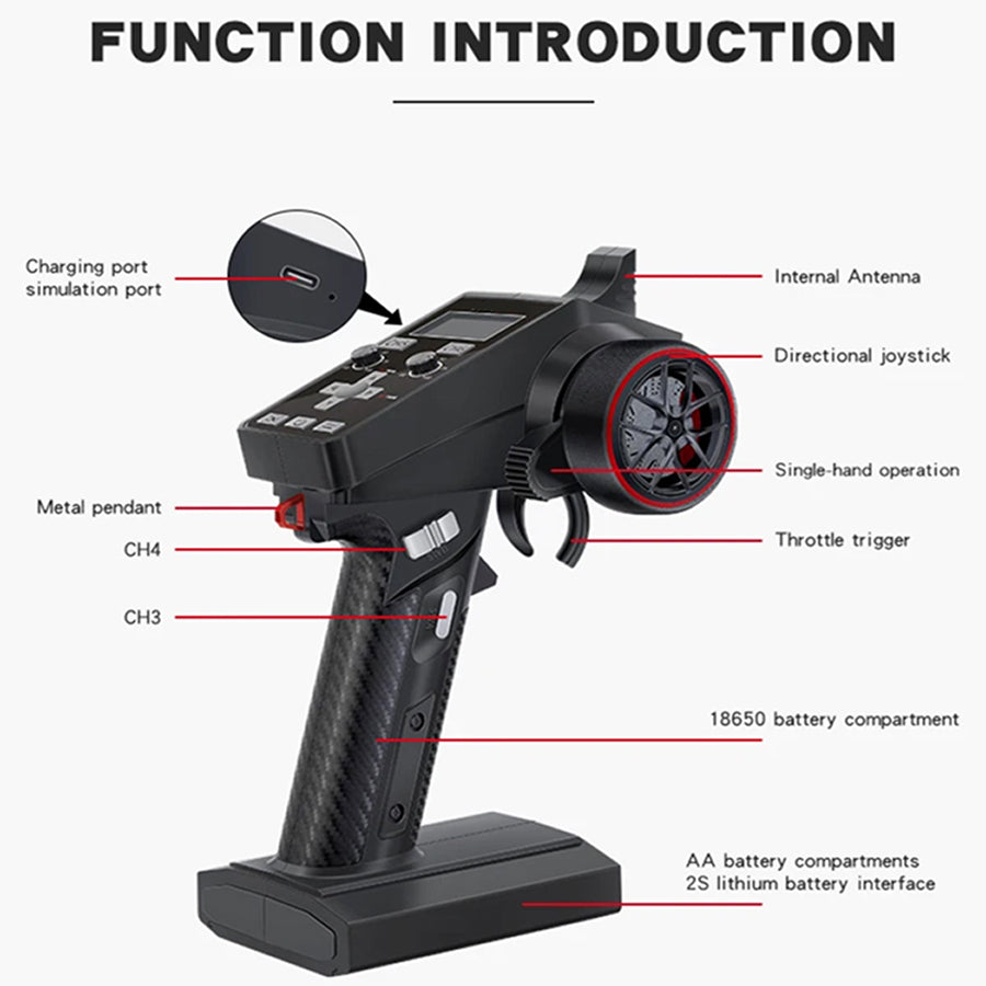 TixiSignal 6CH 2.4G FHSS RC Transmitter for Cars & Boats