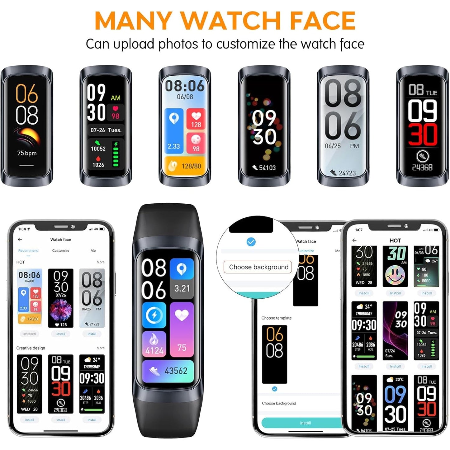 VigoEvo Smart Fitness Tracker – 1.1" AMOLED HD Display, Medical-Grade Sensors & 7-Day Battery