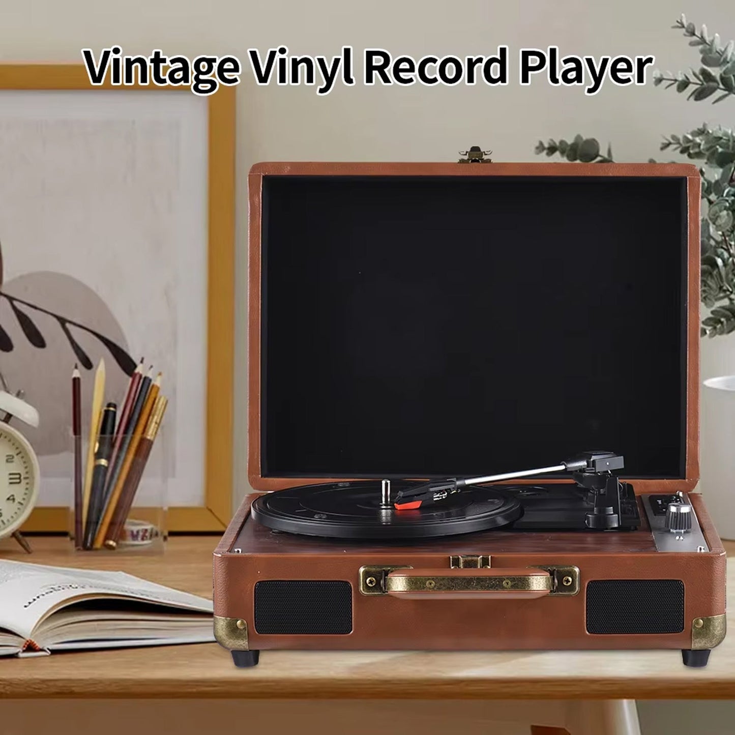 Vinixora premium belt-driven turntable with wireless speaker