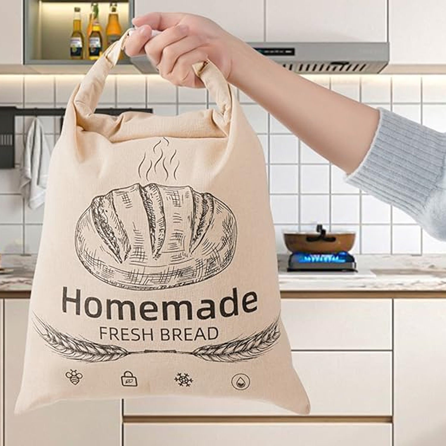 BeeBredix Reusable Organic Beeswax Bread Bag for Sourdough