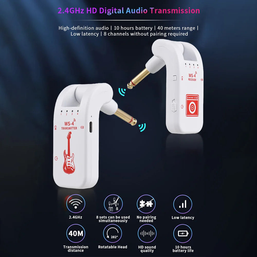 InsMazid Wireless Guitar Transmitter and Receiver 48K HD Audio
