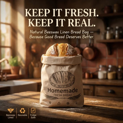 BeeBredix Organic Beeswax Reusable Bread Bag for Kitchen Storage