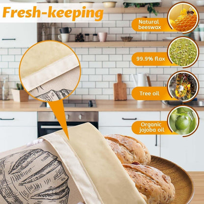 BeeBredix Reusable Organic Beeswax Bread Bag for Sourdough