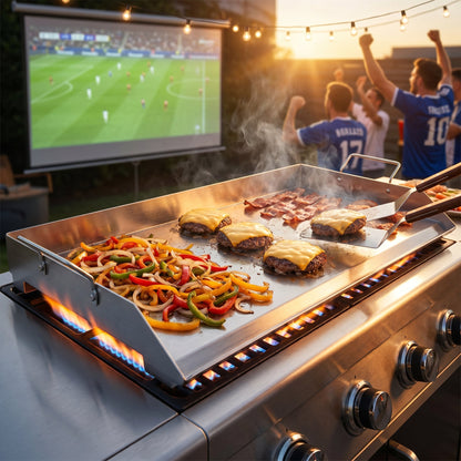 GrimiLavi Flat Top Griddle 270 Sq In Stainless Steel Anti-Warping Grill Topper