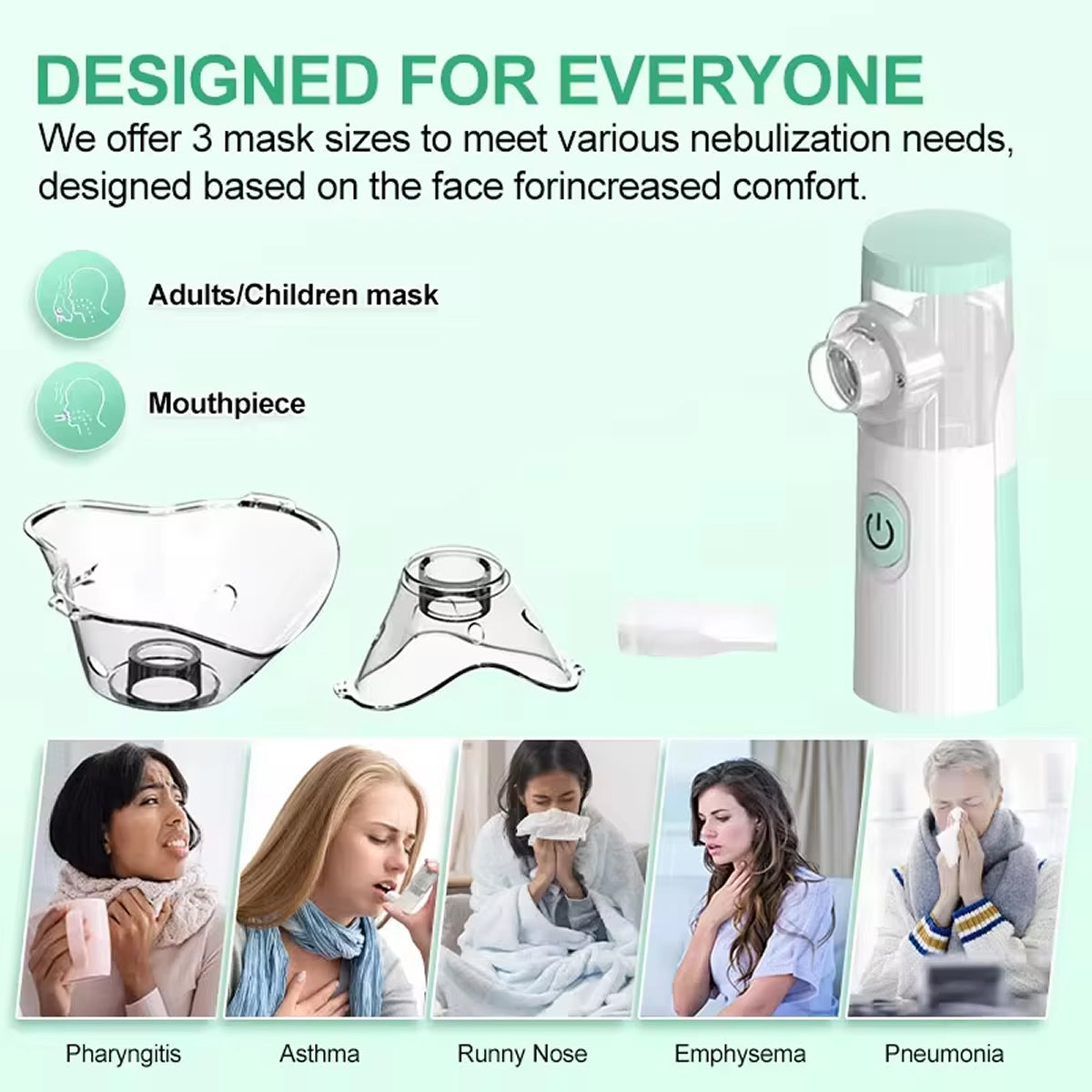 AeroEzex Portable Silent Mesh Nebuliser for Asthma & Respiratory Care