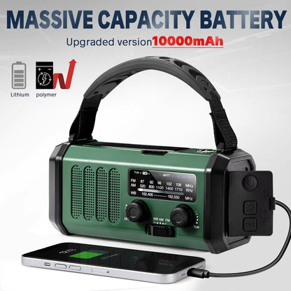 AlertWavi 10000mAh Solar Hand Crank Emergency Radio