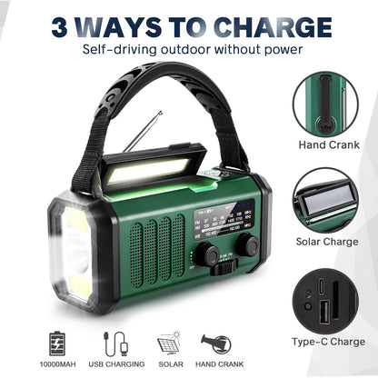 AlertWavi 10000mAh Solar Hand Crank Emergency Radio