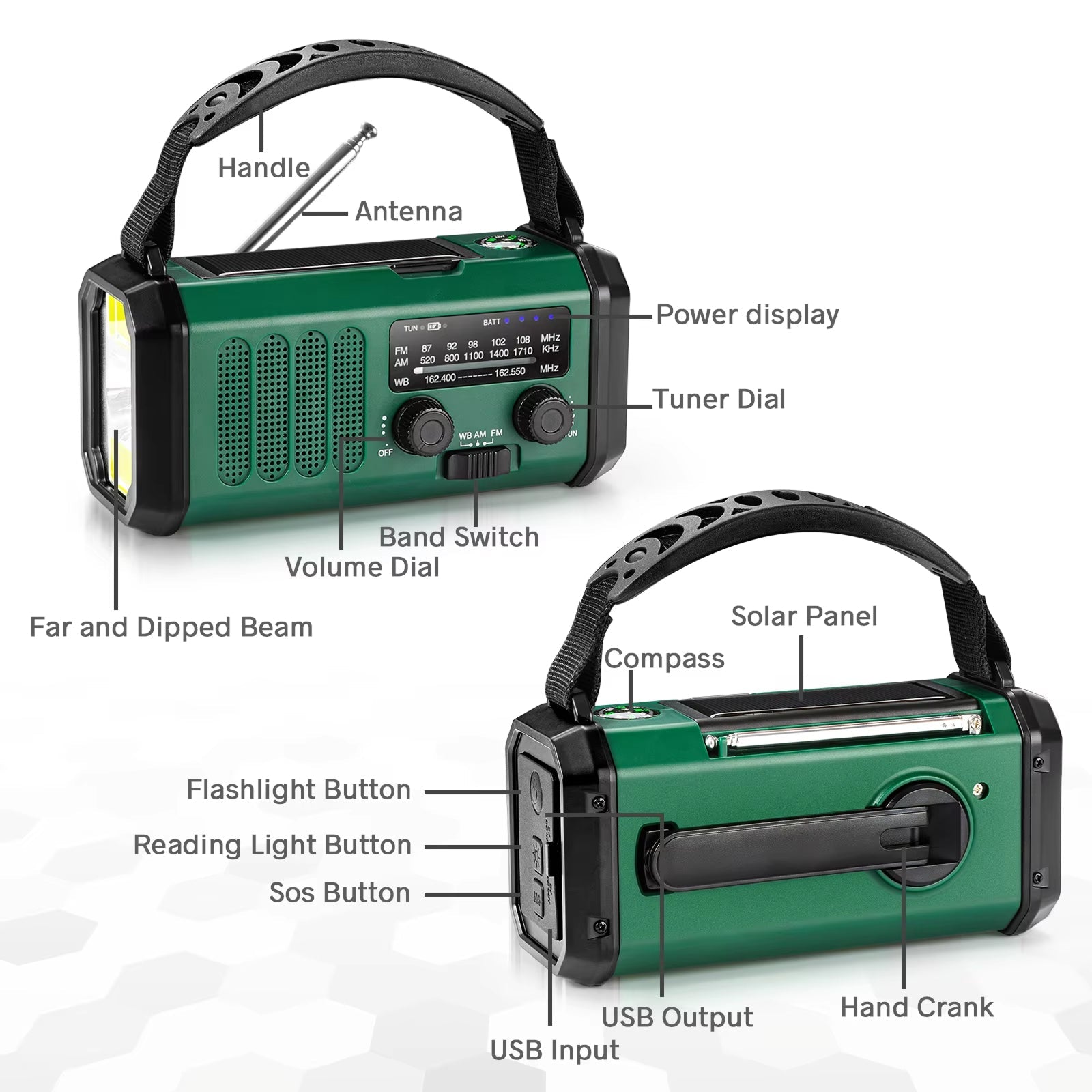 AlertWavi 10000mAh Solar Hand Crank Emergency Radio