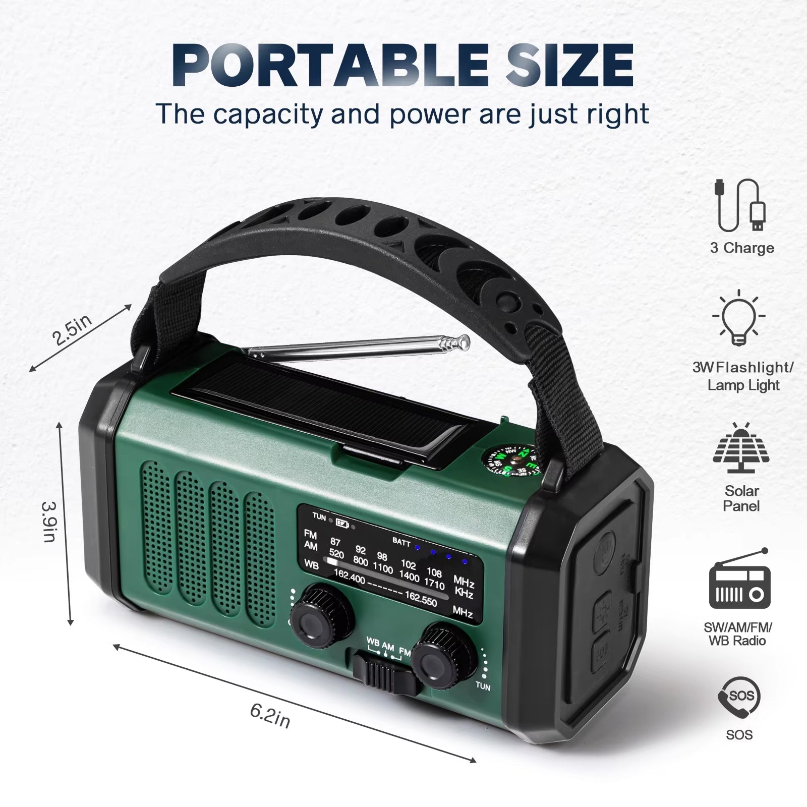 AlertWavi 10000mAh Solar Hand Crank Emergency Radio