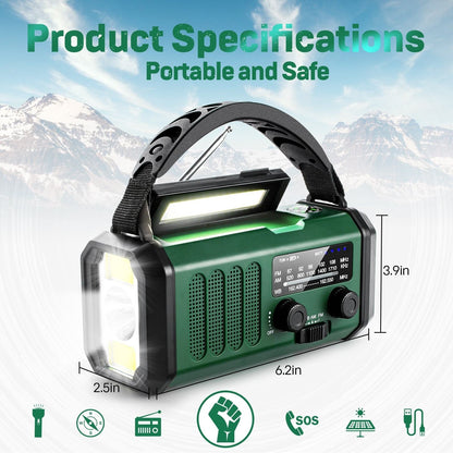 AlertWavi 10000mAh Solar Hand Crank Emergency Radio