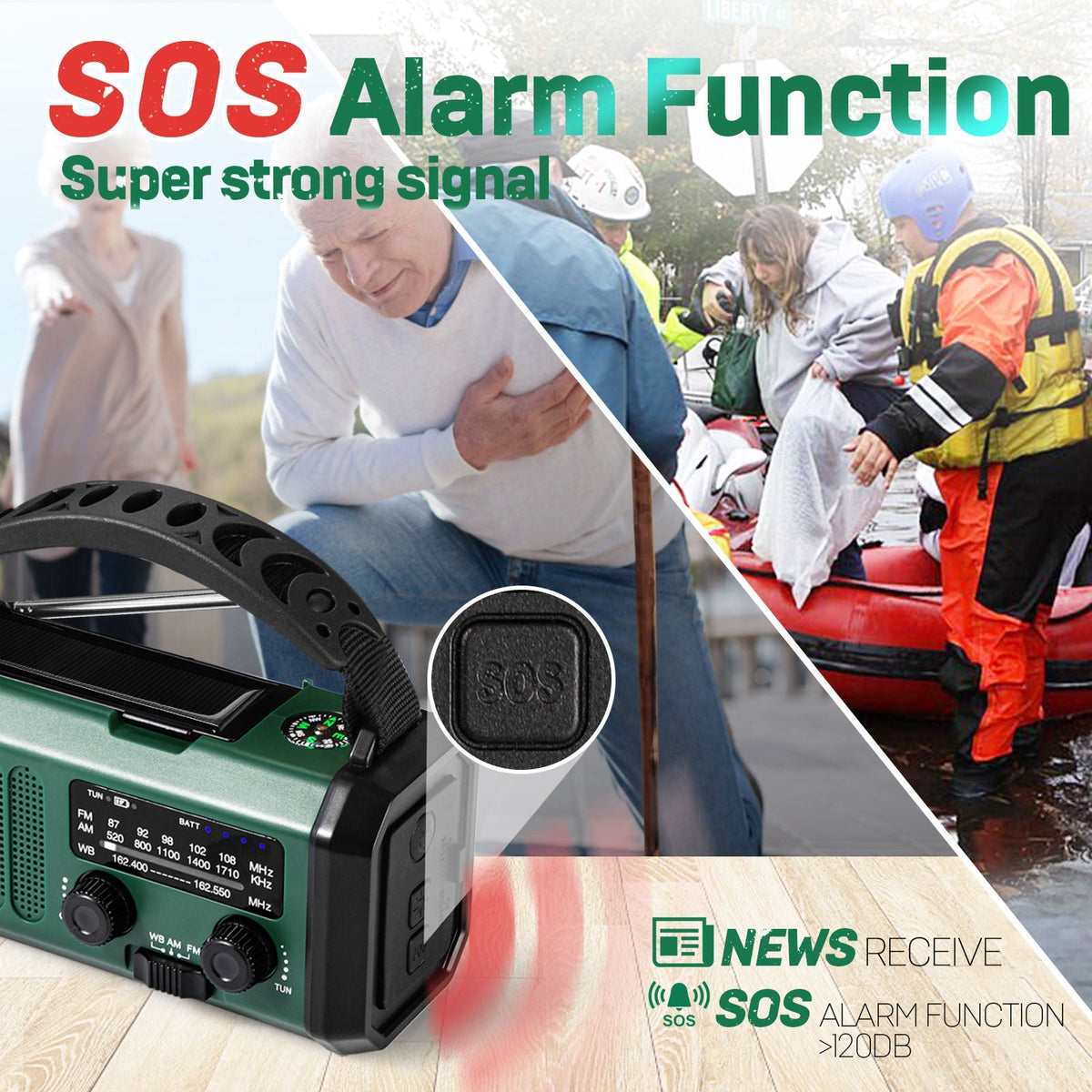 AlertWavi 10000mAh Solar Hand Crank Emergency Radio