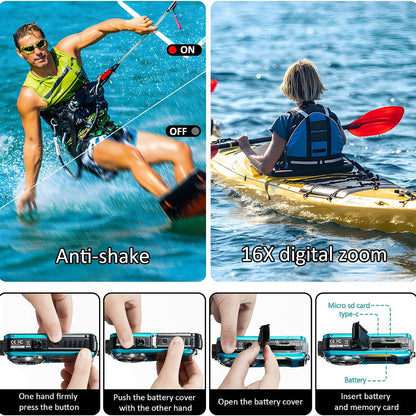AquanPixel 4K Waterproof Camera with Dual Screen and Floating Design
