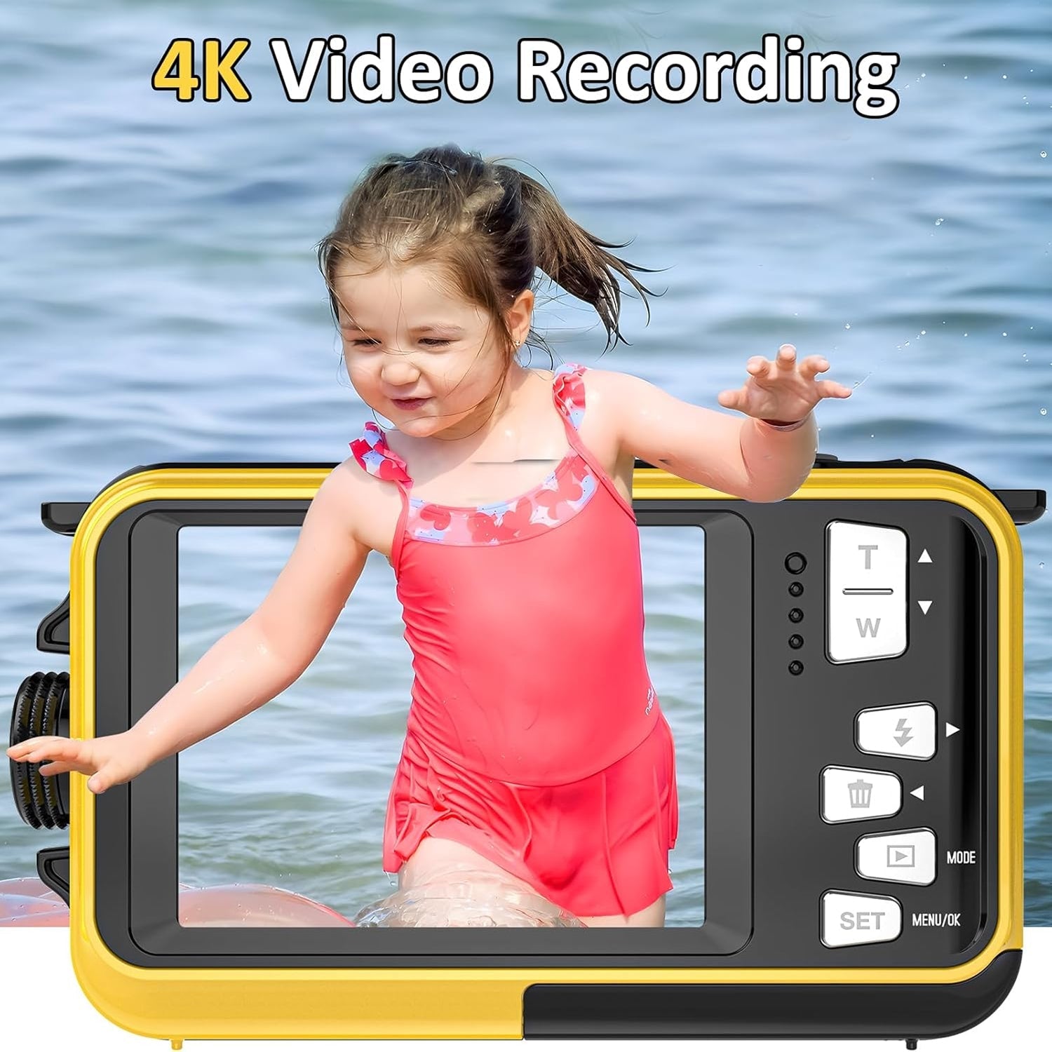 AquanPixel 4K Waterproof Camera with Dual Screen and Floating Design