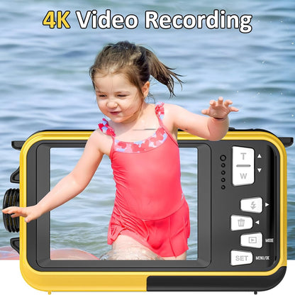 AquanPixel 4K Waterproof Camera with Dual Screen and Floating Design