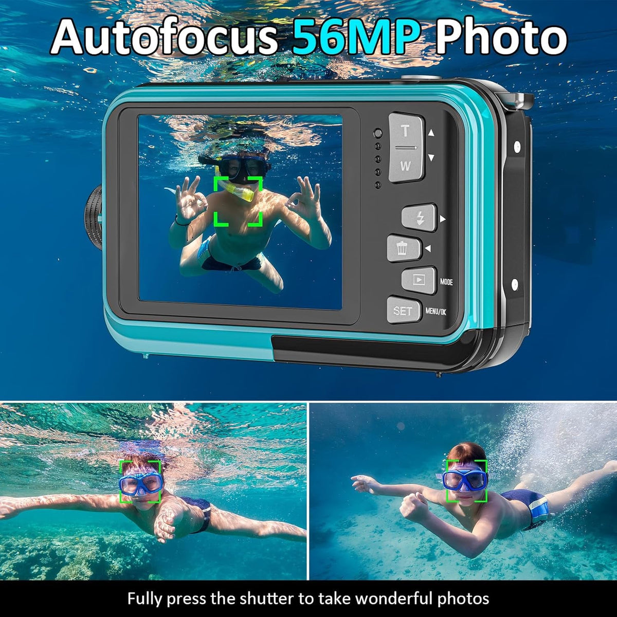 AquanPixel 4K Waterproof Camera with Dual Screen and Floating Design