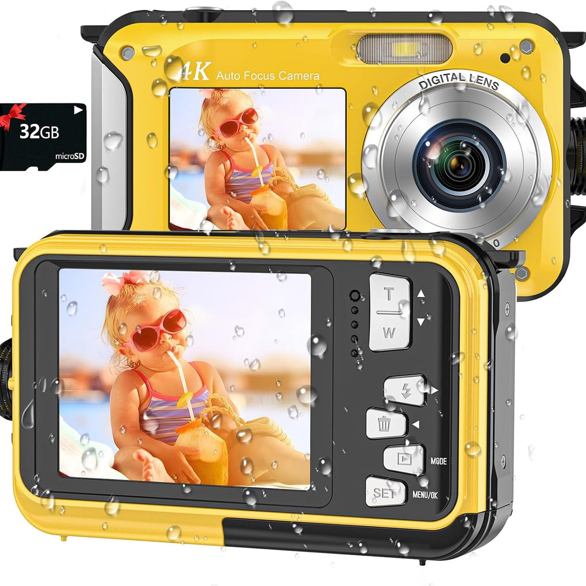 AquanPixel 4K Waterproof Camera with Dual Screen and Floating Design