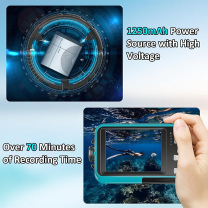 AquanPixel 4K Waterproof Camera with Dual Screen and Floating Design