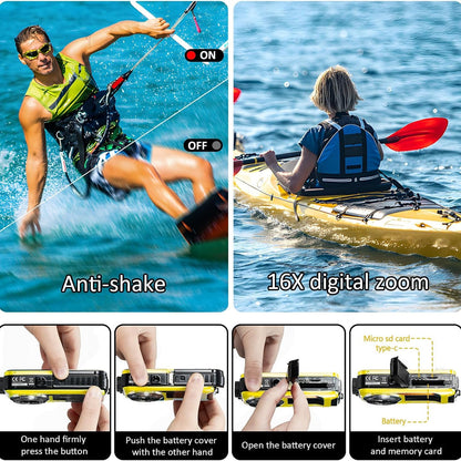 AquanPixel 4K Waterproof Camera with Dual Screen and Floating Design