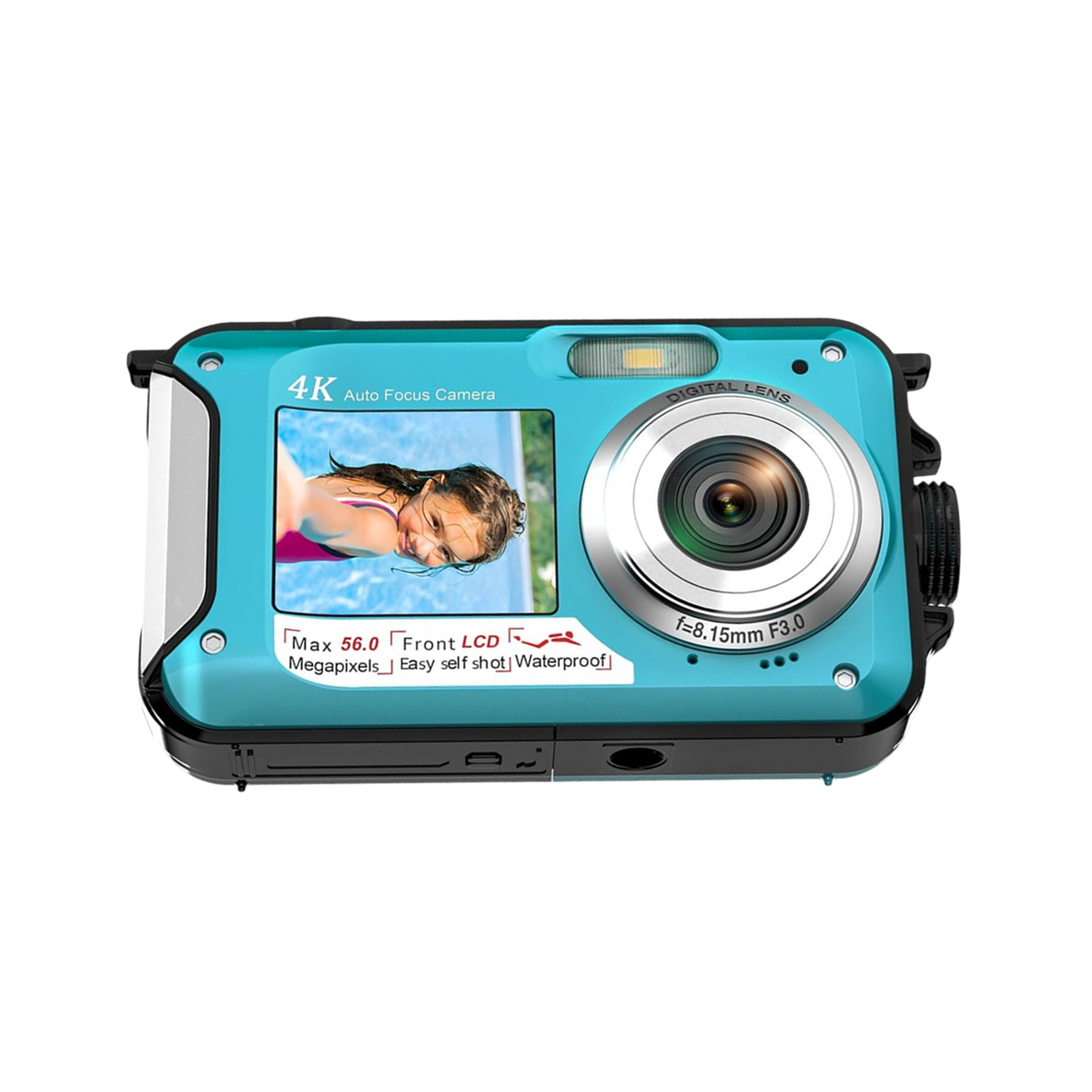 AquanPixel 4K Waterproof Camera with Dual Screen and Floating Design