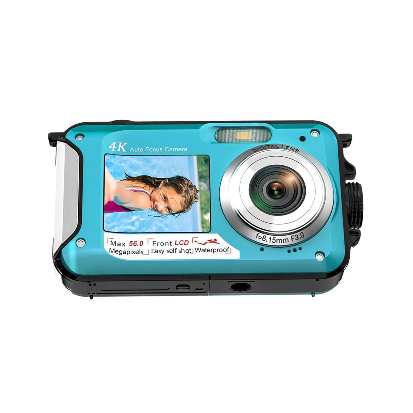 AquanPixel 4K Waterproof Camera with Dual Screen and Floating Design