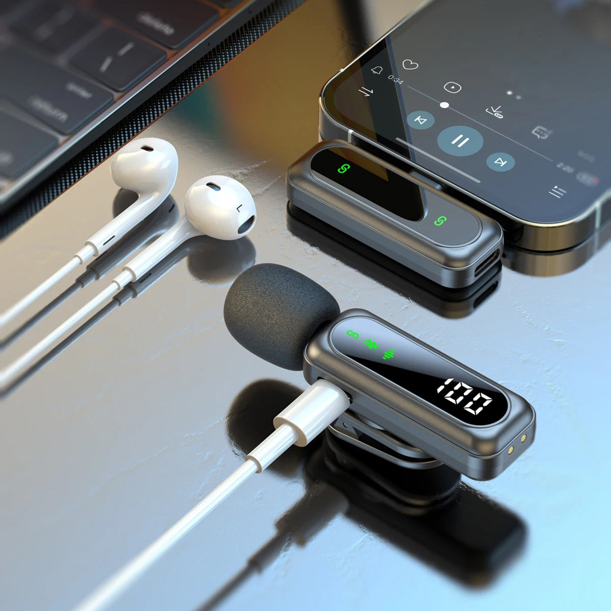 AuziMic Wireless Lavalier Mic with AI Noise Reduction