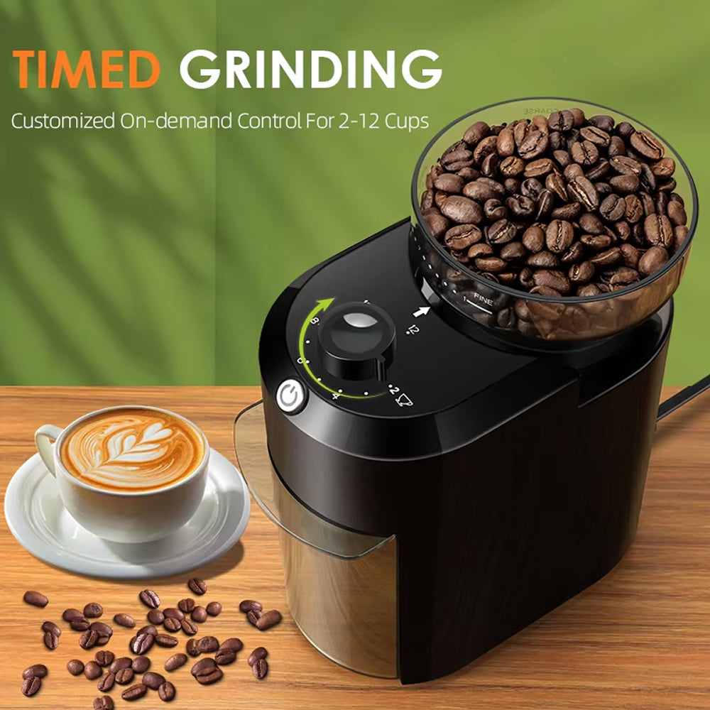 BrewixMi Metallic Flat Burr Coffee Grinder with 28 Settings