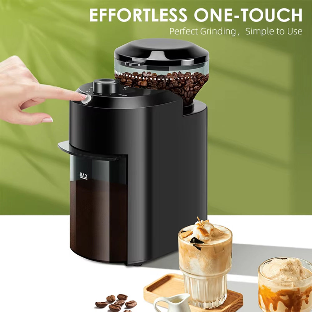 BeaniGrix Metallic Flat Burr Coffee Grinder 28 Settings