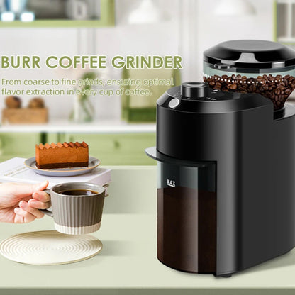 BrewixMi Metallic Flat Burr Coffee Grinder with 28 Settings
