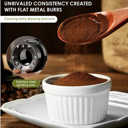 BrewixMi Metallic Flat Burr Coffee Grinder with 28 Settings