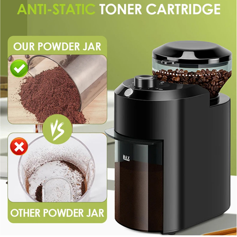 BrewixMi Metallic Flat Burr Coffee Grinder with 28 Settings