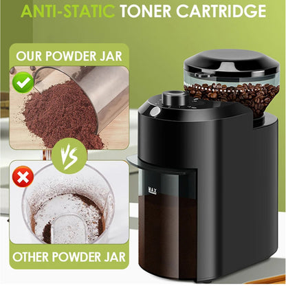 BeaniGrix Metallic Flat Burr Coffee Grinder 28 Settings