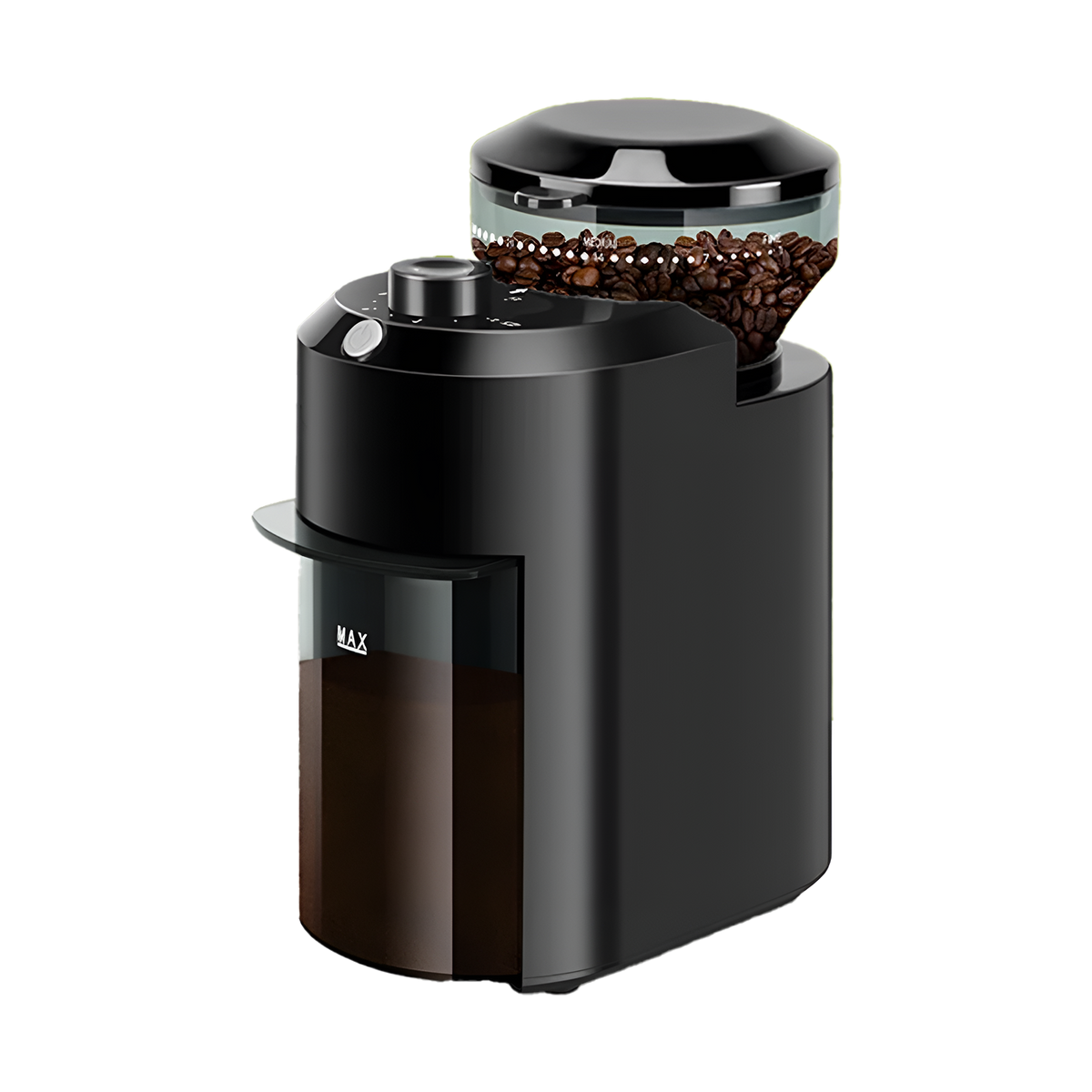 BrewixMi Metallic Flat Burr Coffee Grinder with 28 Settings