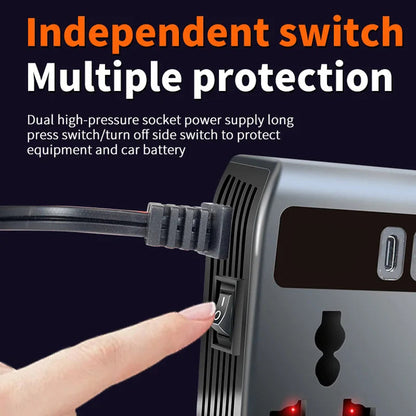 BoviWead 200W Vehicle Inverter 9-Port Charger for Laptops & Mobile