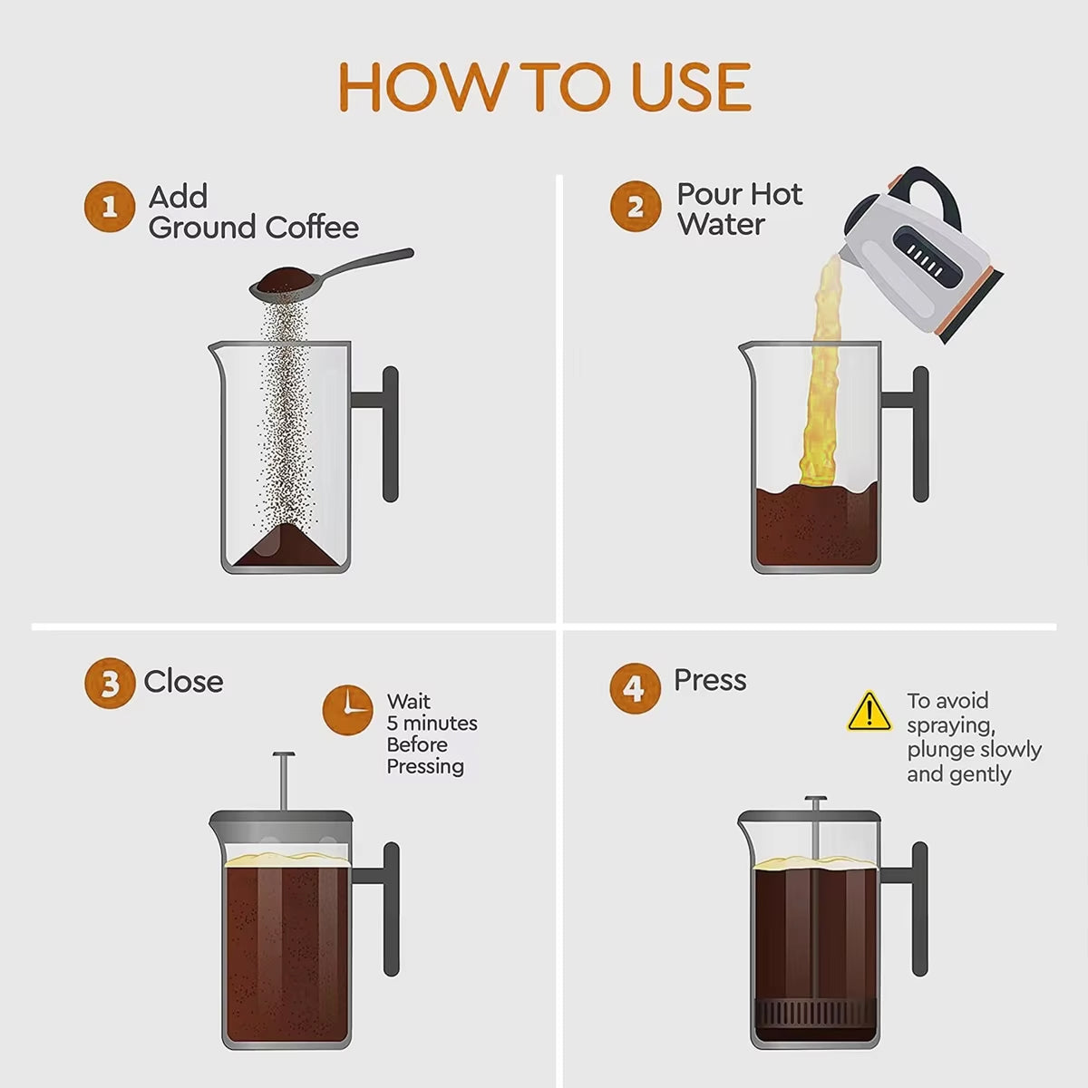 BrewxDeep Double-Wall Insulated Stainless Steel French Press