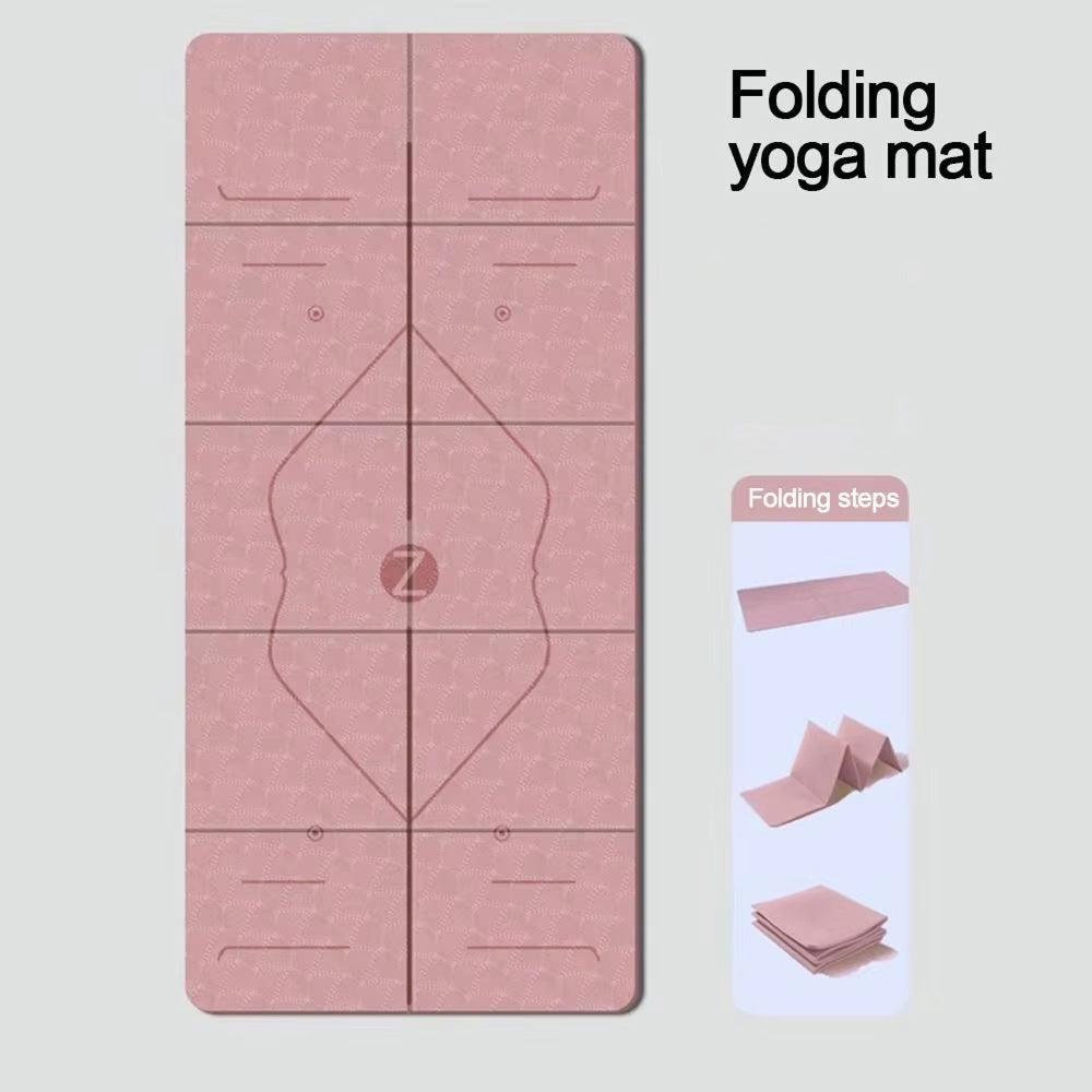 BreziFit Foldable Eco-Friendly Yoga Mat with Alignment Guides