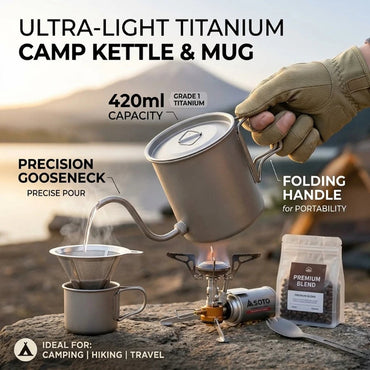 CaborWel Titanium Pour Over Kettle | 143g Ultralight Camping Kettle