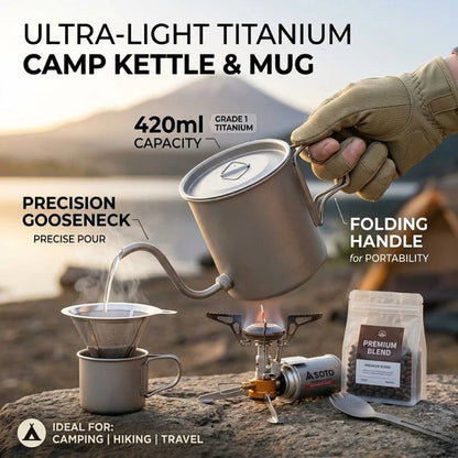 CaborWel Titanium Pour Over Kettle | 143g Ultralight Camping Kettle