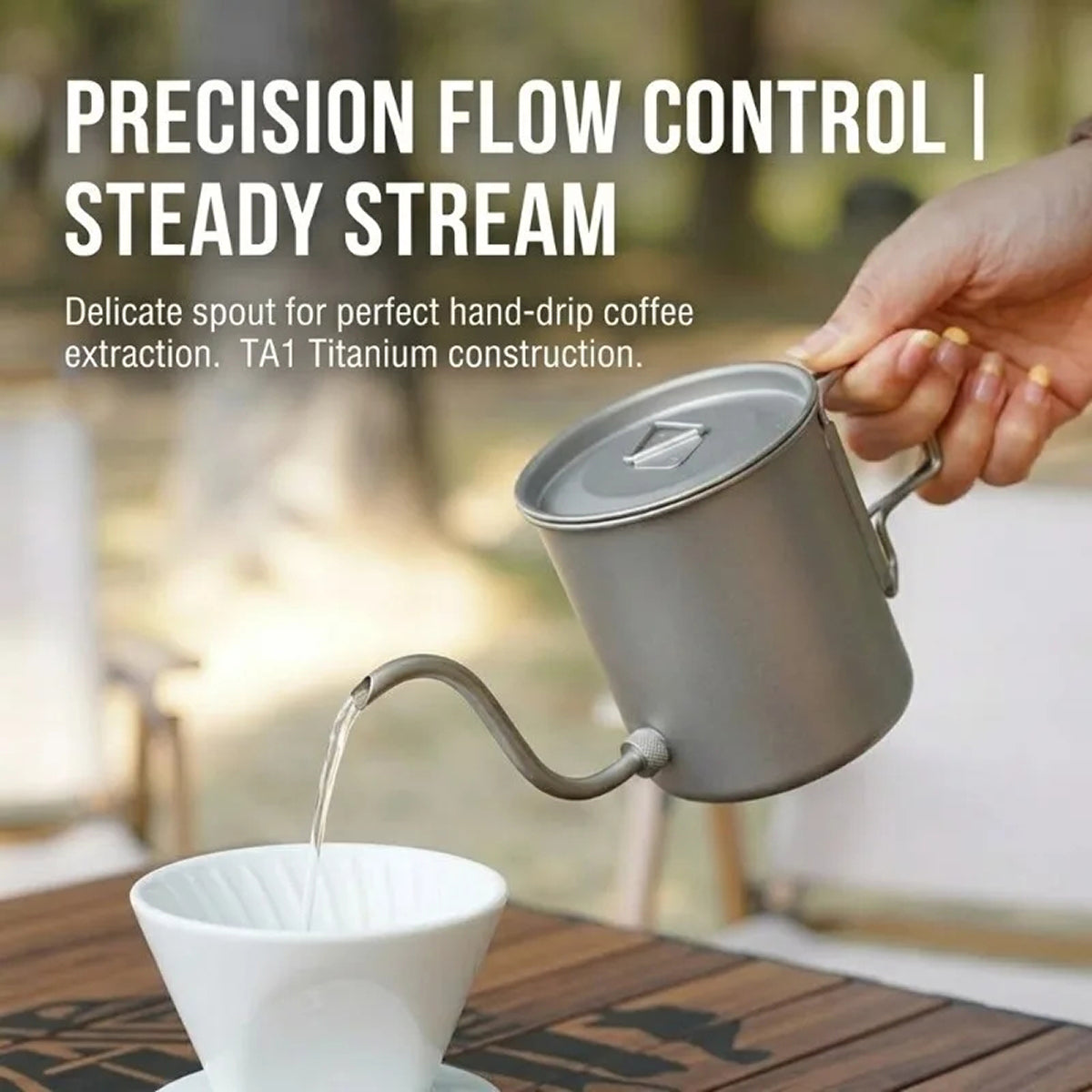 CaborWel Titanium Pour Over Kettle | 143g Ultralight Camping Kettle
