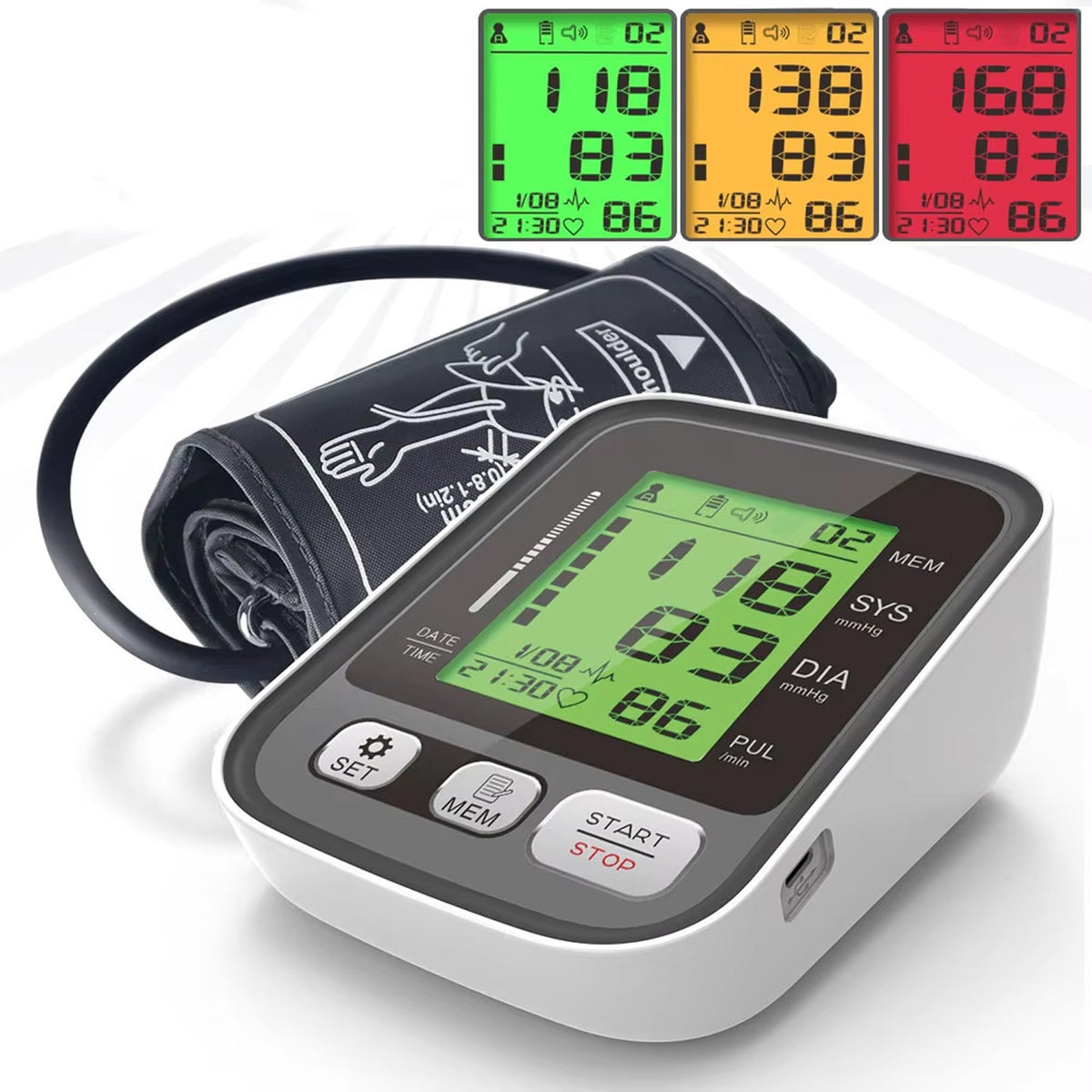CareHelis Digital Upper Arm Blood Pressure Monitor with Voice and Backlight