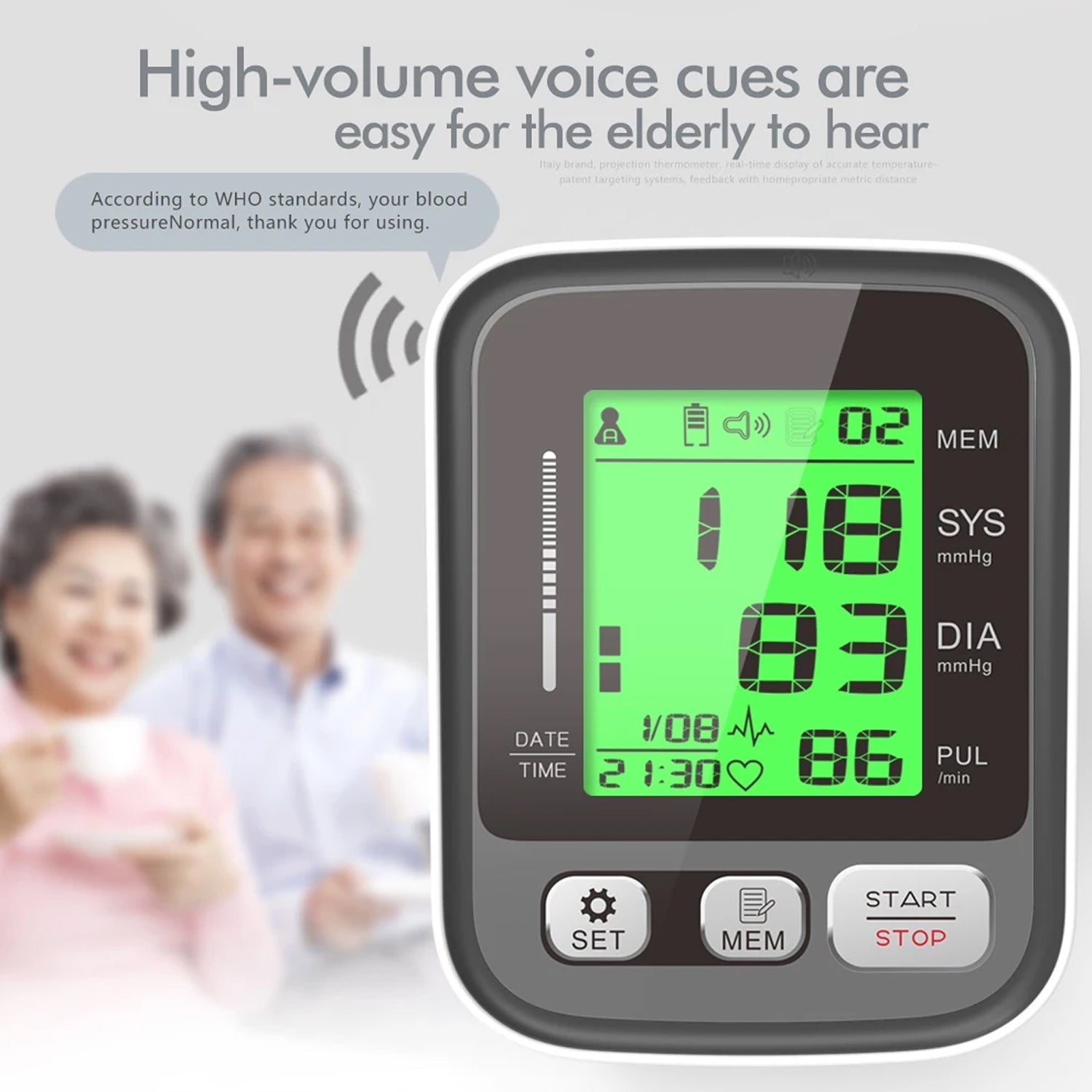 CareHelis Digital Upper Arm Blood Pressure Monitor with Voice and Backlight