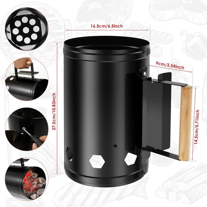 ChimiLaci Rapid Fire Charcoal Chimney Starter with Safety Handle