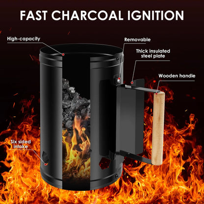 ChimiLaci Rapid Fire Charcoal Chimney Starter with Safety Handle