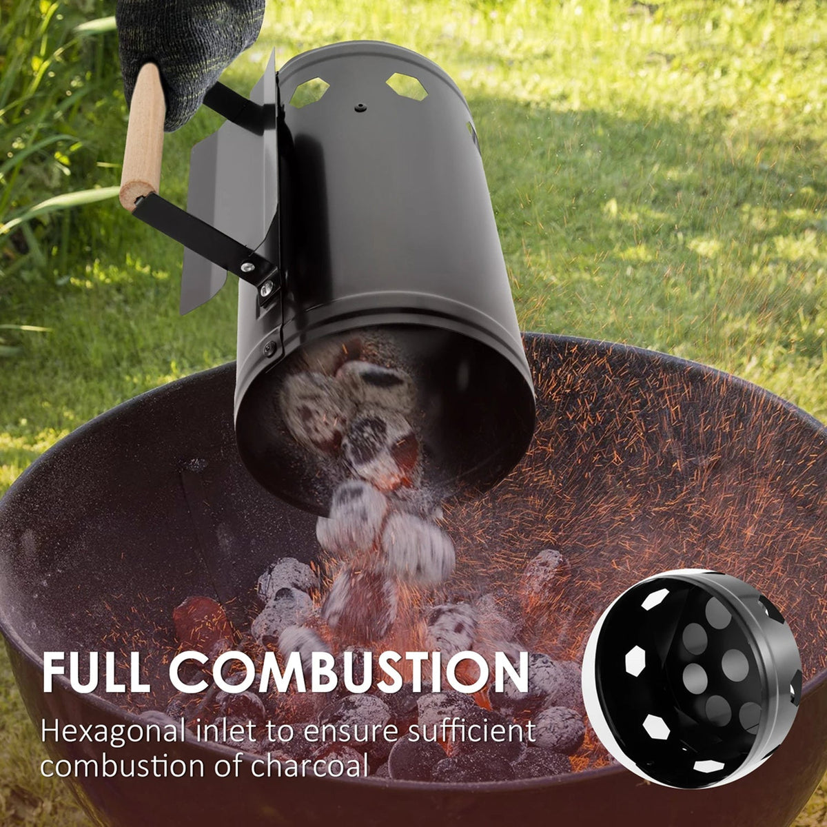 ChimiLaci Rapid Fire Charcoal Chimney Starter with Safety Handle