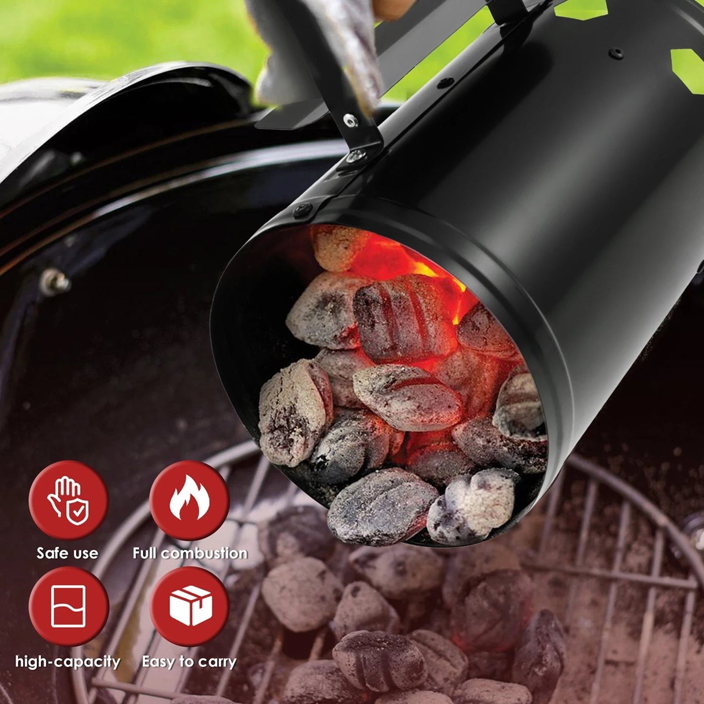 ChimiLaci Rapid Fire Charcoal Chimney Starter with Safety Handle