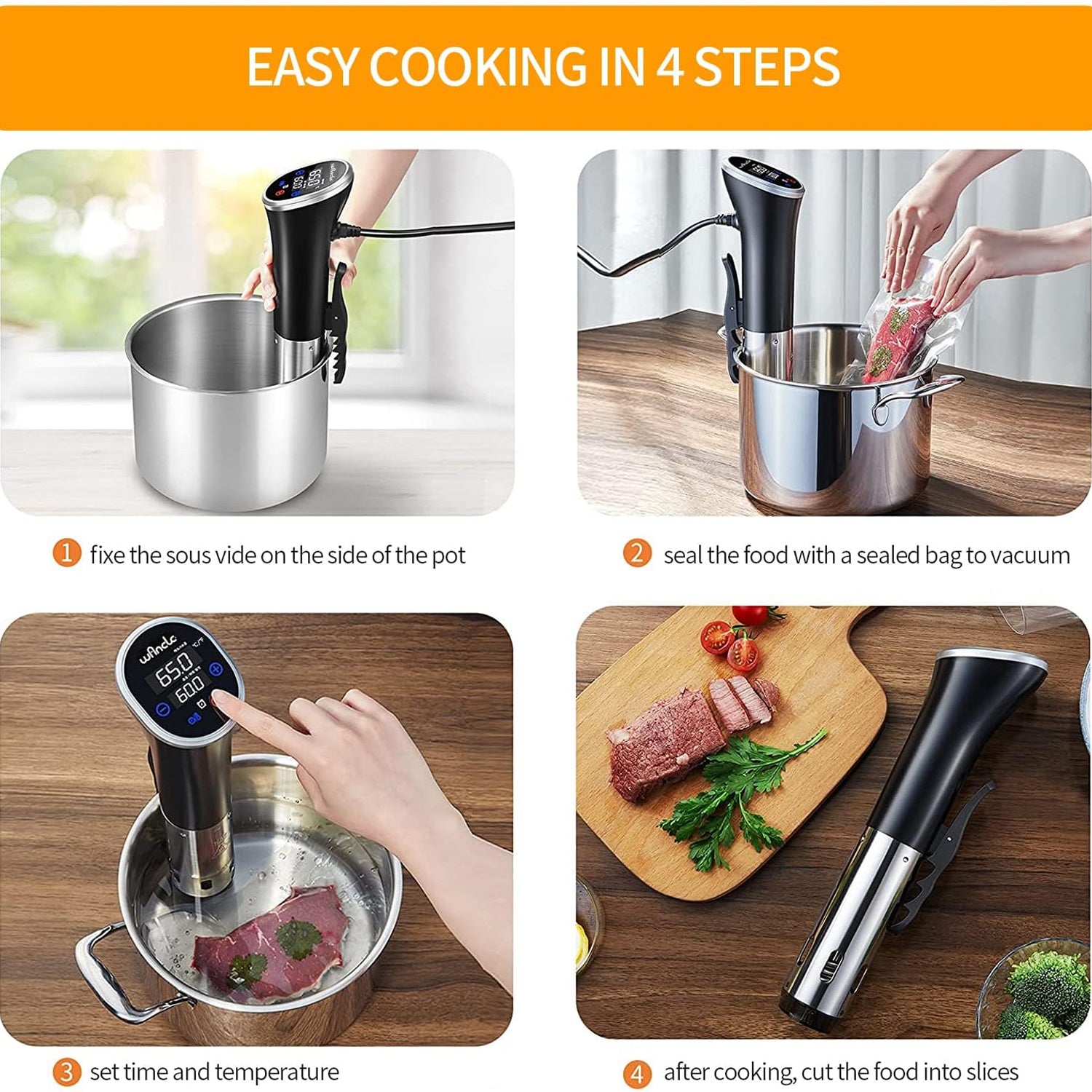 CimixCo Sous Vide Cooker – 1100W Precise Temp Control, Ultra-Quiet Brushless Motor & WiFi App
