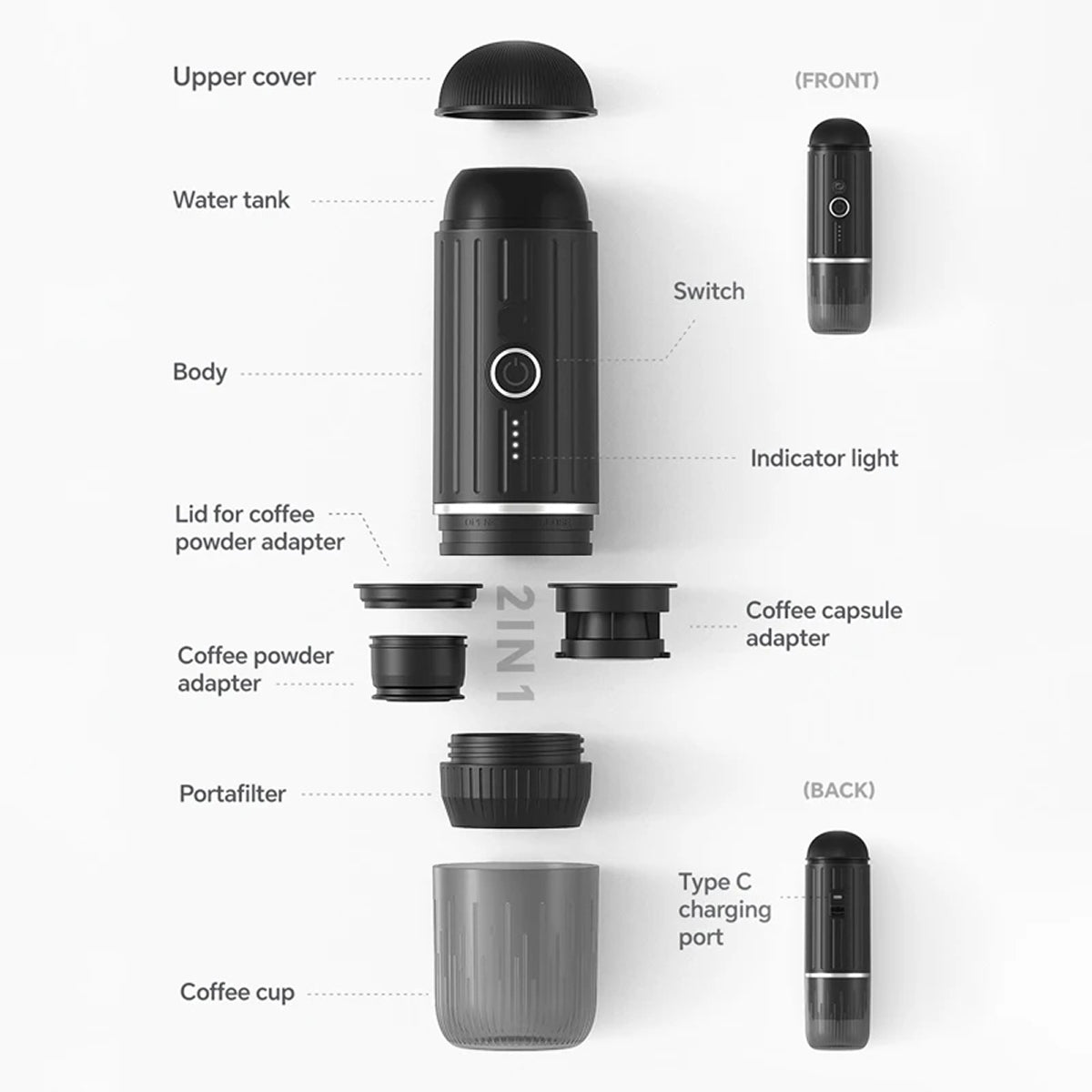 CofeMeki 19-Bar Portable Espresso Maker with Rechargeable Battery