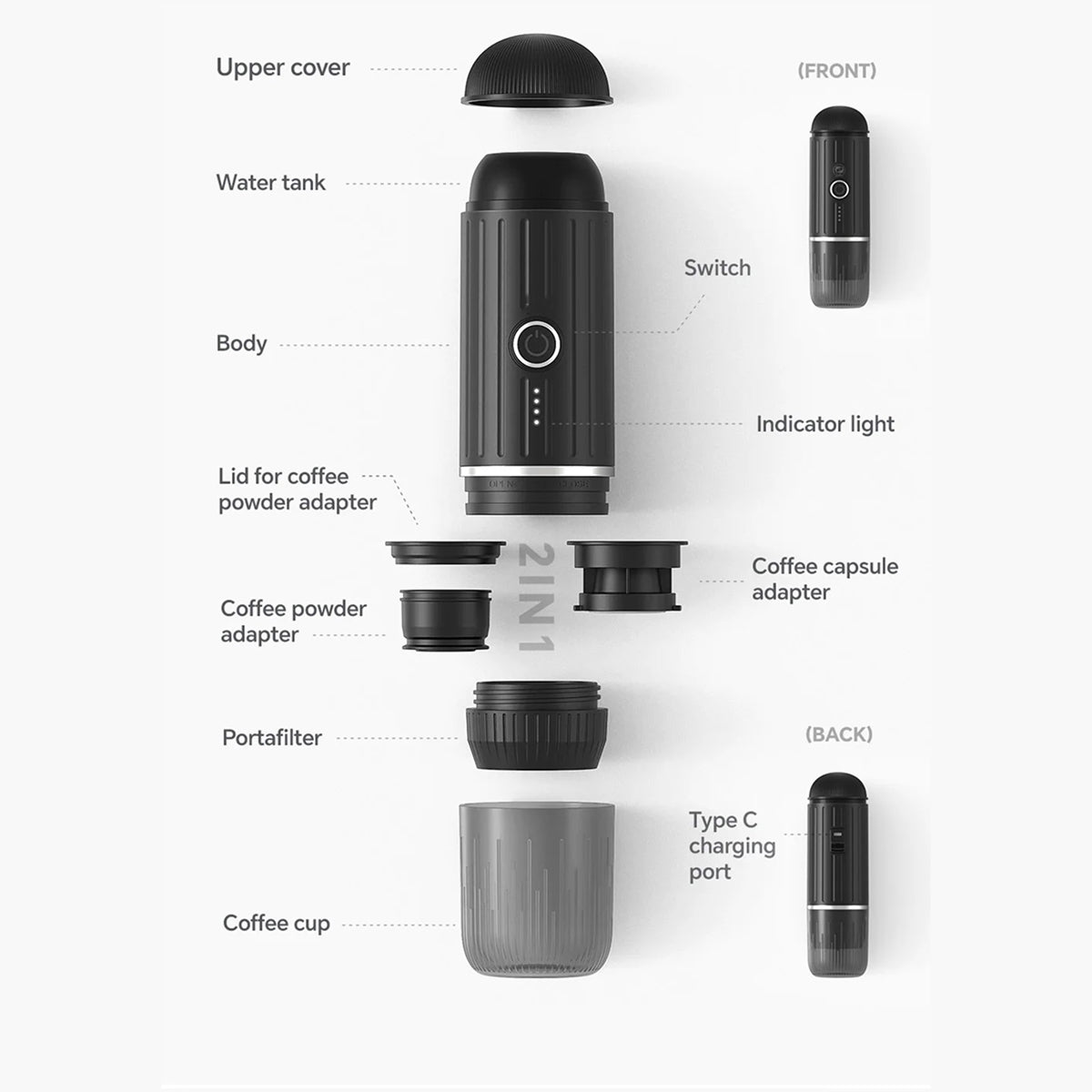 CofeMeki 19-Bar Portable Espresso Maker with Rechargeable Battery