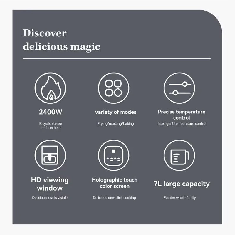 CrispDum Air Fryer 7L with Viewing Window and 2400W Rapid Heating